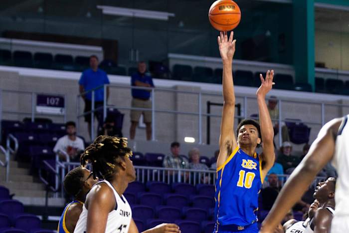 North Little Rock's Kelel Ware (10) shoots the ball during the 48th annual City of Palms Classic between Calvary Christian and North Little Rock on Wednesday, Dec. 22, 2021 at the Suncoast Credit Union Arena in Fort Myers, Fla.